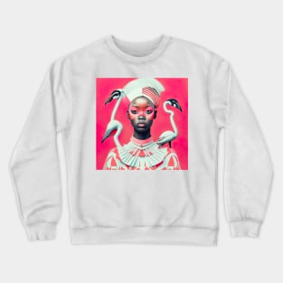 [AI Art] Surrounded by Flamingos Bauhaus Art Style Crewneck Sweatshirt